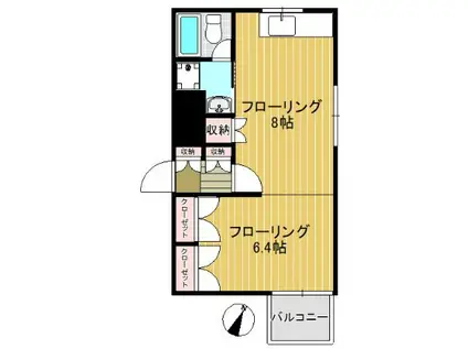 プラザハウス赤坂(1LDK/2階)の間取り写真
