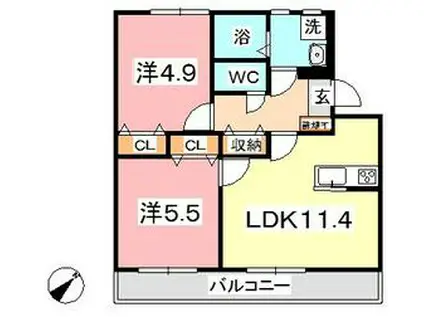 メゾン小松(2LDK/2階)の間取り写真