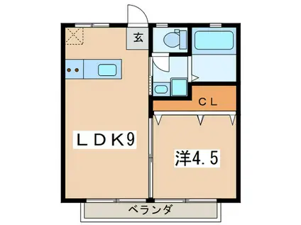 ツインピ-クスハイツA棟(1LDK/1階)の間取り写真