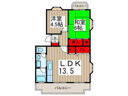 芝富士ハイツ(2LDK/2階)の間取り写真