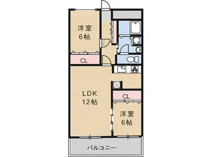 アパートメントKS福島(2LDK/4階)の間取り写真