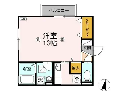 リビングタウン豊成 A(ワンルーム/2階)の間取り写真