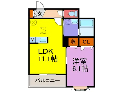 カルムリー福崎B・C(1LDK/3階)の間取り写真