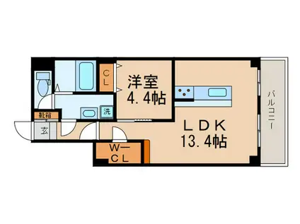 ライオンズマンション四条大宮(1LDK/7階)の間取り写真