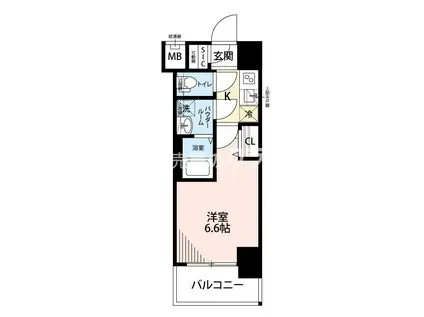 レジュールアッシュTAISHO LEGANT(1K/7階)の間取り写真