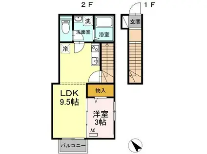 D-ROOM世田谷(1LDK/2階)の間取り写真