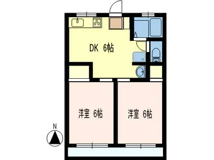 シティハイムトヨダ(2DK/2階)の間取り写真