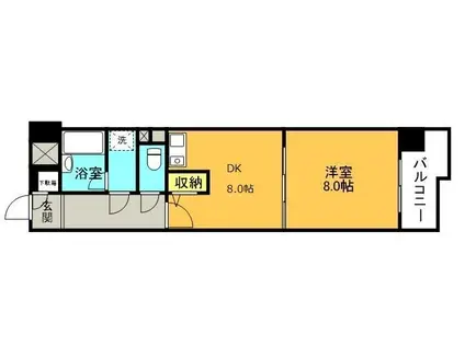 ライオンズマンション倉敷松島(1DK/7階)の間取り写真