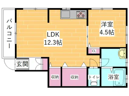 ローレンス(1LDK/2階)の間取り写真