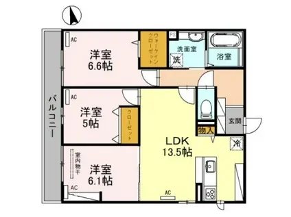 クラシスト東中本(3LDK/2階)の間取り写真