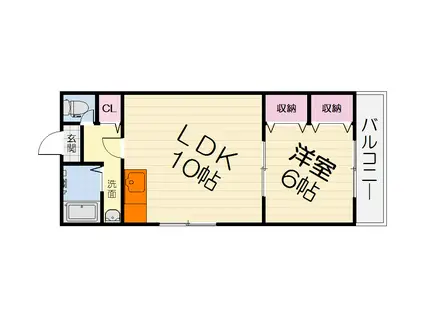 ヴィラージュ(1LDK/2階)の間取り写真