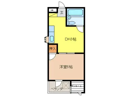 エステート65(1DK/3階)の間取り写真