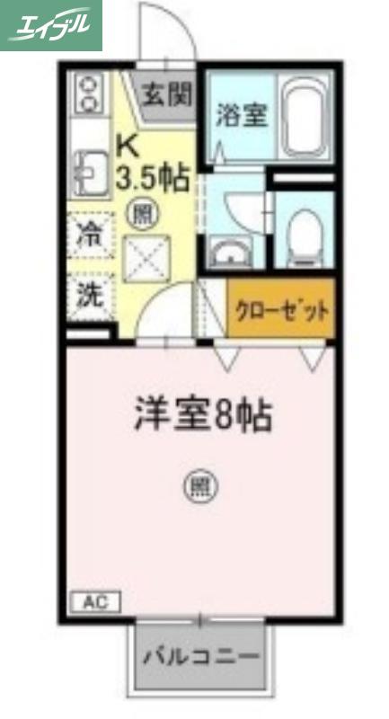 メゾンたちばなA棟(1K/1階)の間取り写真