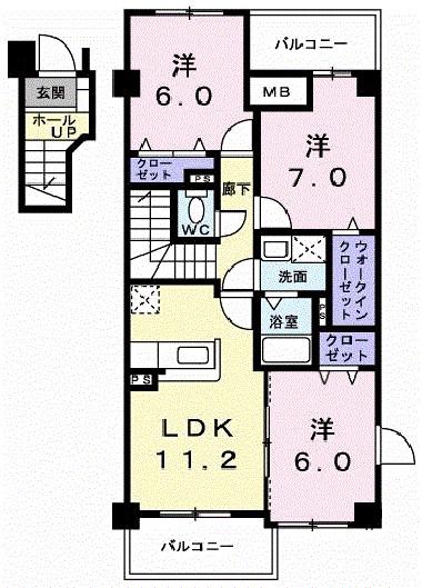 ビサイド・スリー(3LDK/2階)の間取り写真