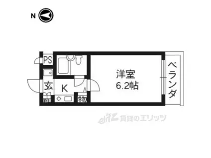 DETOM-1烏丸一条(1K/3階)の間取り写真
