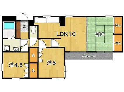 ハイツアザミリア(3LDK/2階)の間取り写真