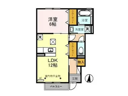 エスポワール伏見(1LDK/1階)の間取り写真