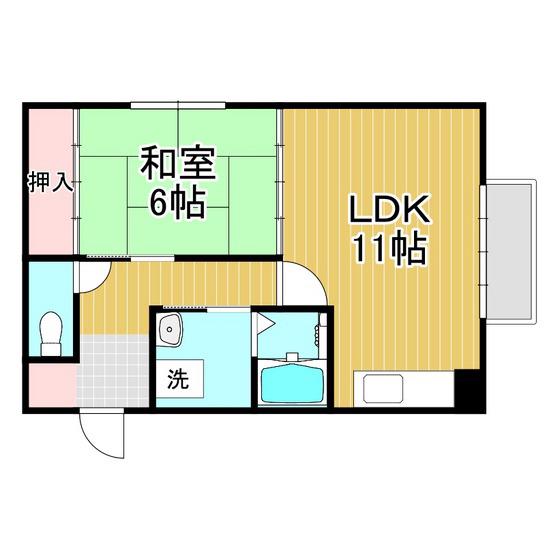 コーポはまなす(1LDK/2階)の間取り写真