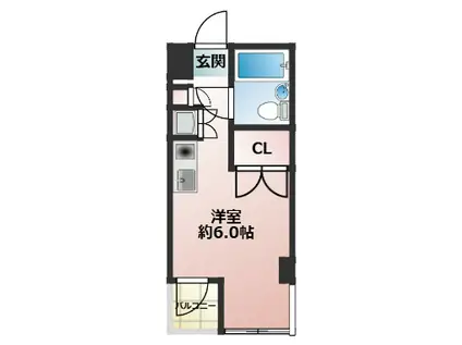 ベルトピア中山手(ワンルーム/2階)の間取り写真