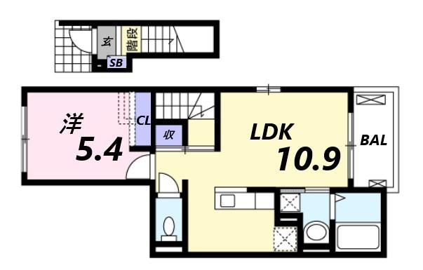 グランステラ(1LDK/2階)の間取り写真