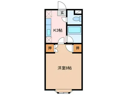 ビックソルトヒルA(1K/1階)の間取り写真