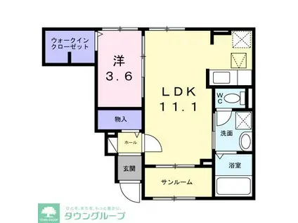 サンライズ プライム(1LDK/1階)の間取り写真