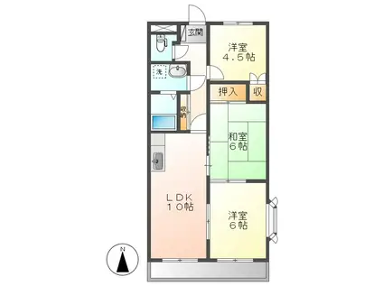 マーヴェラスパレスII(3LDK/3階)の間取り写真