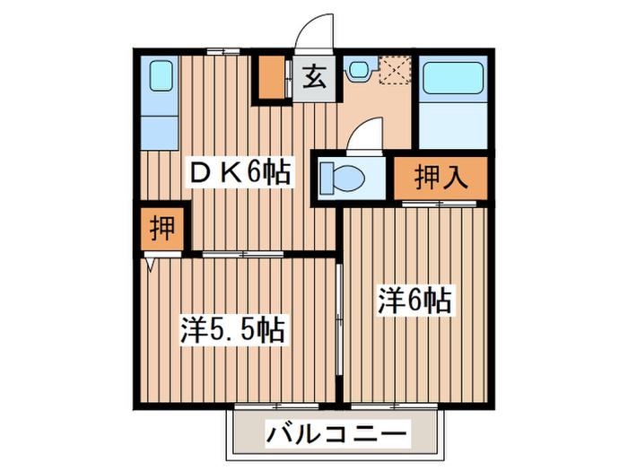 KOZUVILLAGEA(2DK/1階)の間取り写真