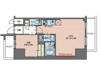 プレジオ西新井(1LDK/6階)の間取り写真