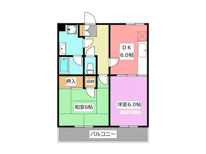 クレール山本(2DK/3階)の間取り写真