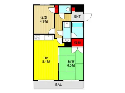 リバーハイツ(2DK/2階)の間取り写真