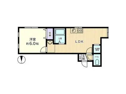 信開セルーラ稲荷3丁目(1DK/1階)の間取り写真