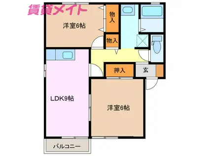 クレールコート D(2LDK/1階)の間取り写真