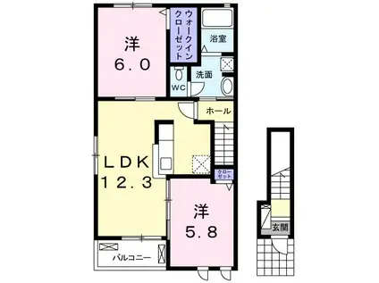 CREST//VILLA II(2LDK/2階)の間取り写真