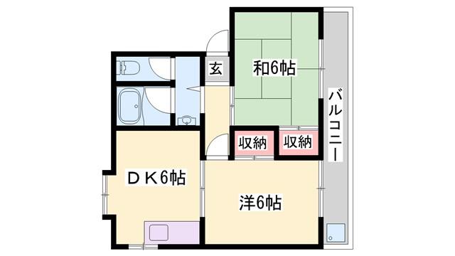 サンフラッツ2(2DK/2階)の間取り写真