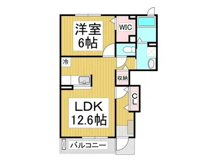 パルメゾン 弐番館(1LDK/1階)の間取り写真