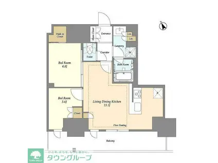 オアーゼ日暮里レジデンス(2LDK/3階)の間取り写真