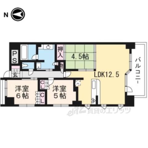 ライオンズ四条烏丸セントマークス(3LDK/2階)の間取り写真