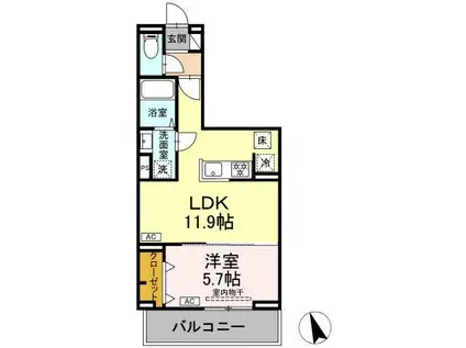 セレスティア池袋立教通(1LDK/1階)の間取り写真