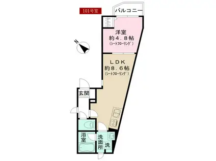 フローラ戸越公園(1LDK/1階)の間取り写真