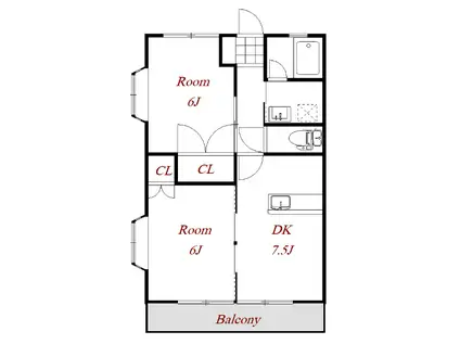 土屋コーポ連取(2DK/1階)の間取り写真