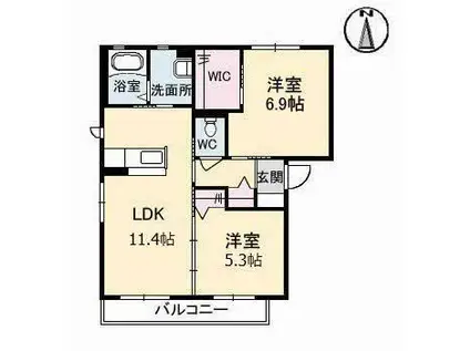 トワ アムール A・B・C・D・E(2LDK/2階)の間取り写真