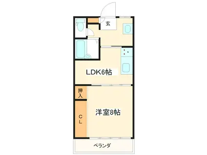 グリーンアベニュー(1LDK/3階)の間取り写真