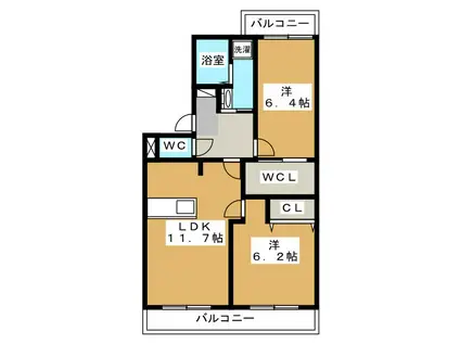 MERVEILLEUX(2SLDK/3階)の間取り写真