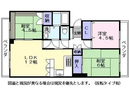ホワイトハイツ壱番館(3LDK/2階)の間取り写真