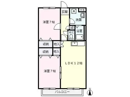 ア・ドリーム星ヶ丘南(2LDK/2階)の間取り写真