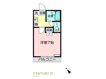 パークハイムわかば(1K/2階)の間取り写真