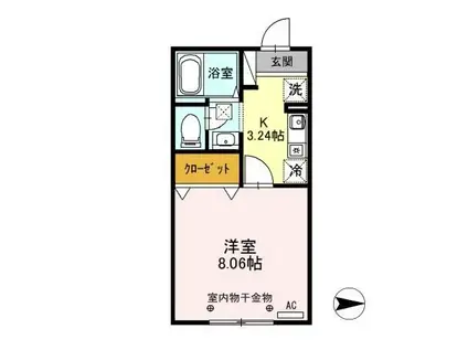 マイルド C(1K/1階)の間取り写真