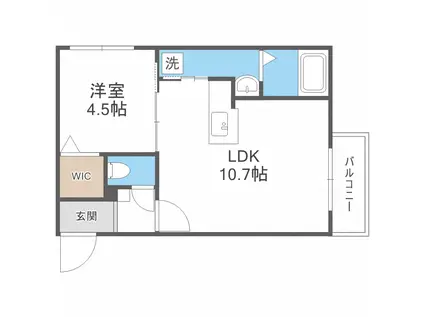 J・RASSURER(1LDK/4階)の間取り写真