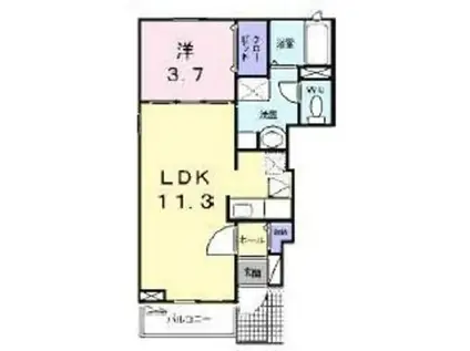 カーサカルロッサ(1LDK/1階)の間取り写真